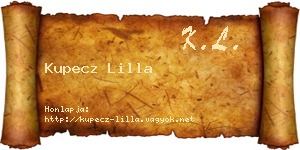 Kupecz Lilla névjegykártya